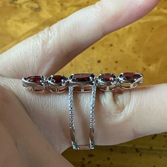 Natural Vermelho Red Garnet Sterling Silver Ring Size 8 - Picture 3 of 9